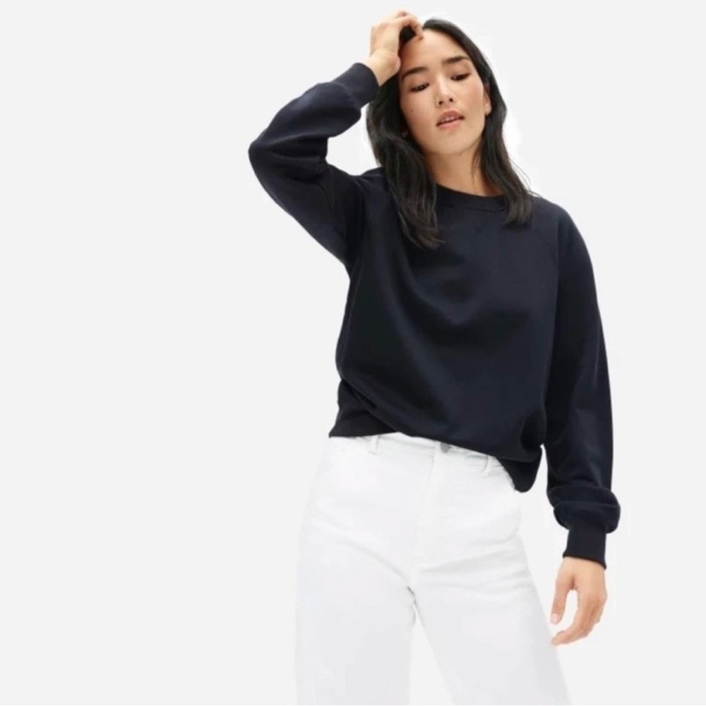 EVERLANE Black Unisex French Terry Long Sleeve Crew‎ Neck Sweatshirt Size XXXS